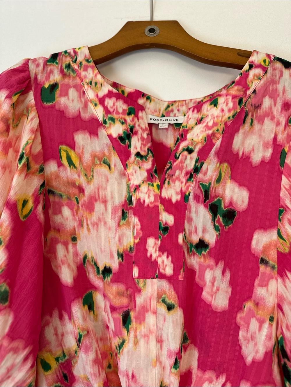Rose & Olive Hot Pink Floral Tie-Front Blouse - Picture 4 of 5